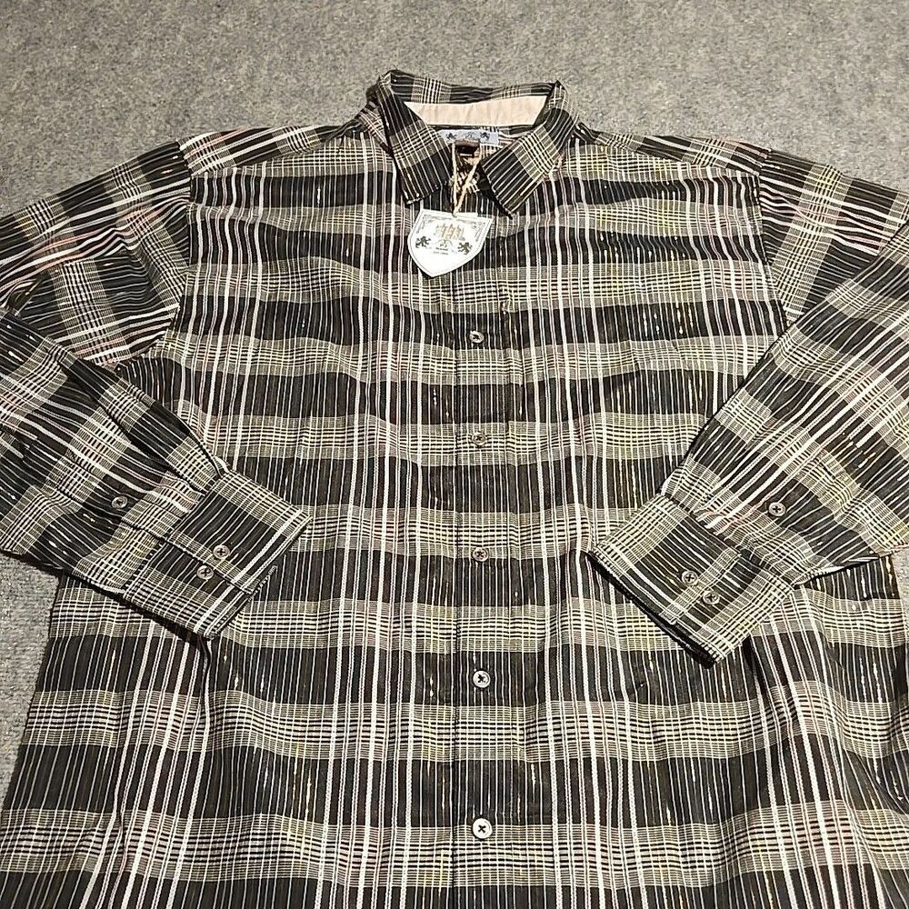 PJ Mark Shirt Mens 2XL Black Plaid Button Front Long Sleeve NEW NWT